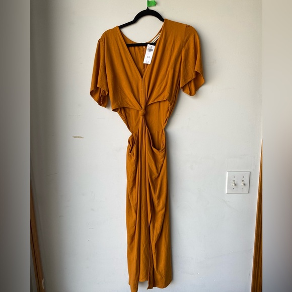Orange/dark yellow Tall Abercrombie midi cutout dress - Picture 3 of 7